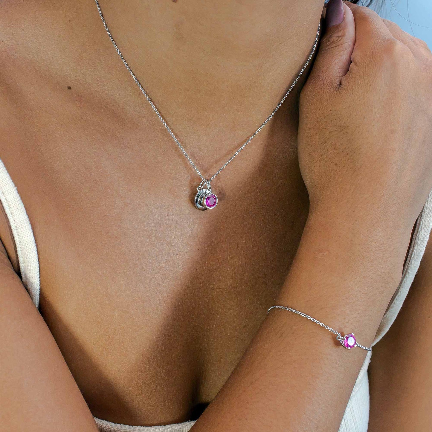 Lu Bella October Birthstone Pendent - Pink Tourmaline - LBBP010