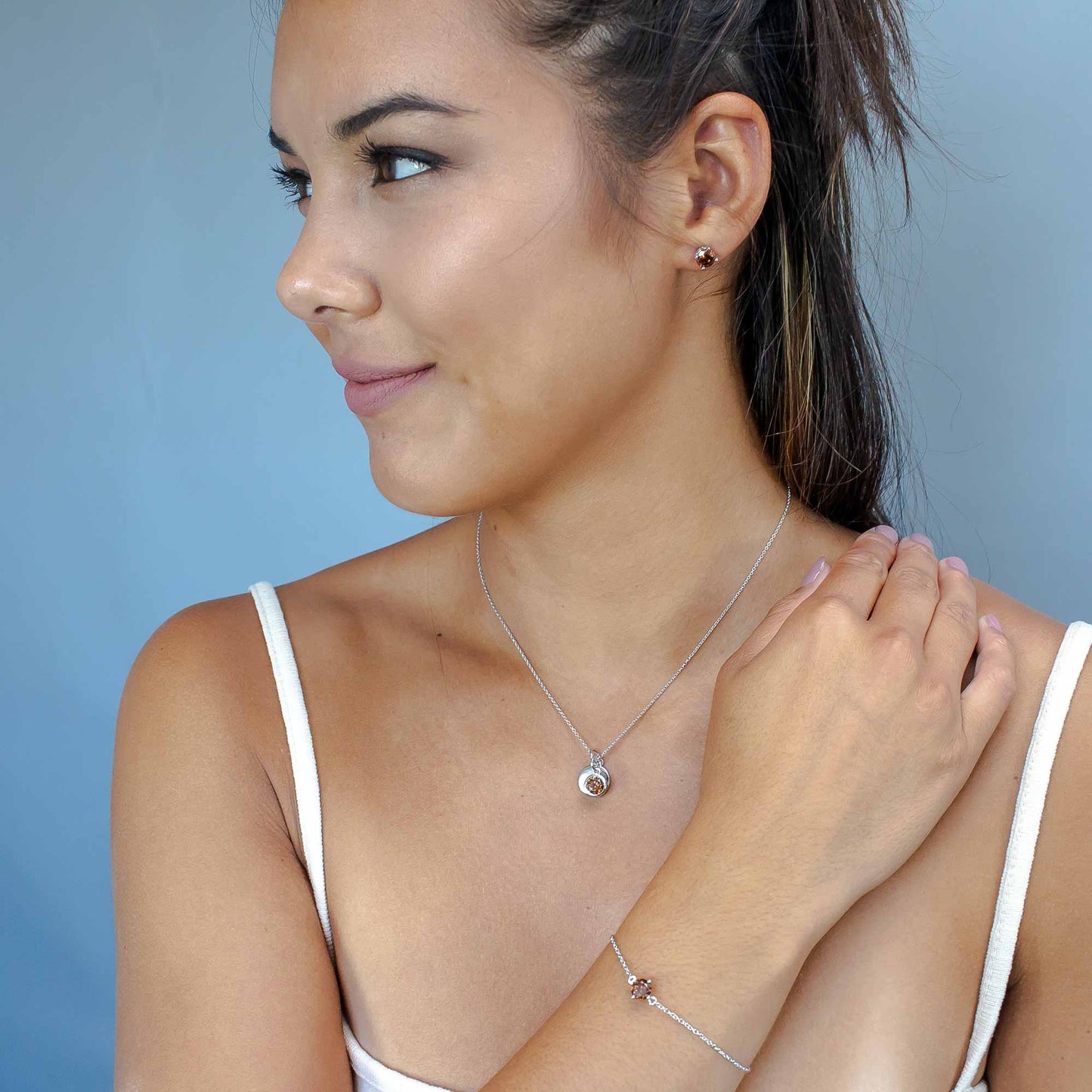 Lu Bella November Birthstone Pendent - Topaz/Citrine - LBBP011