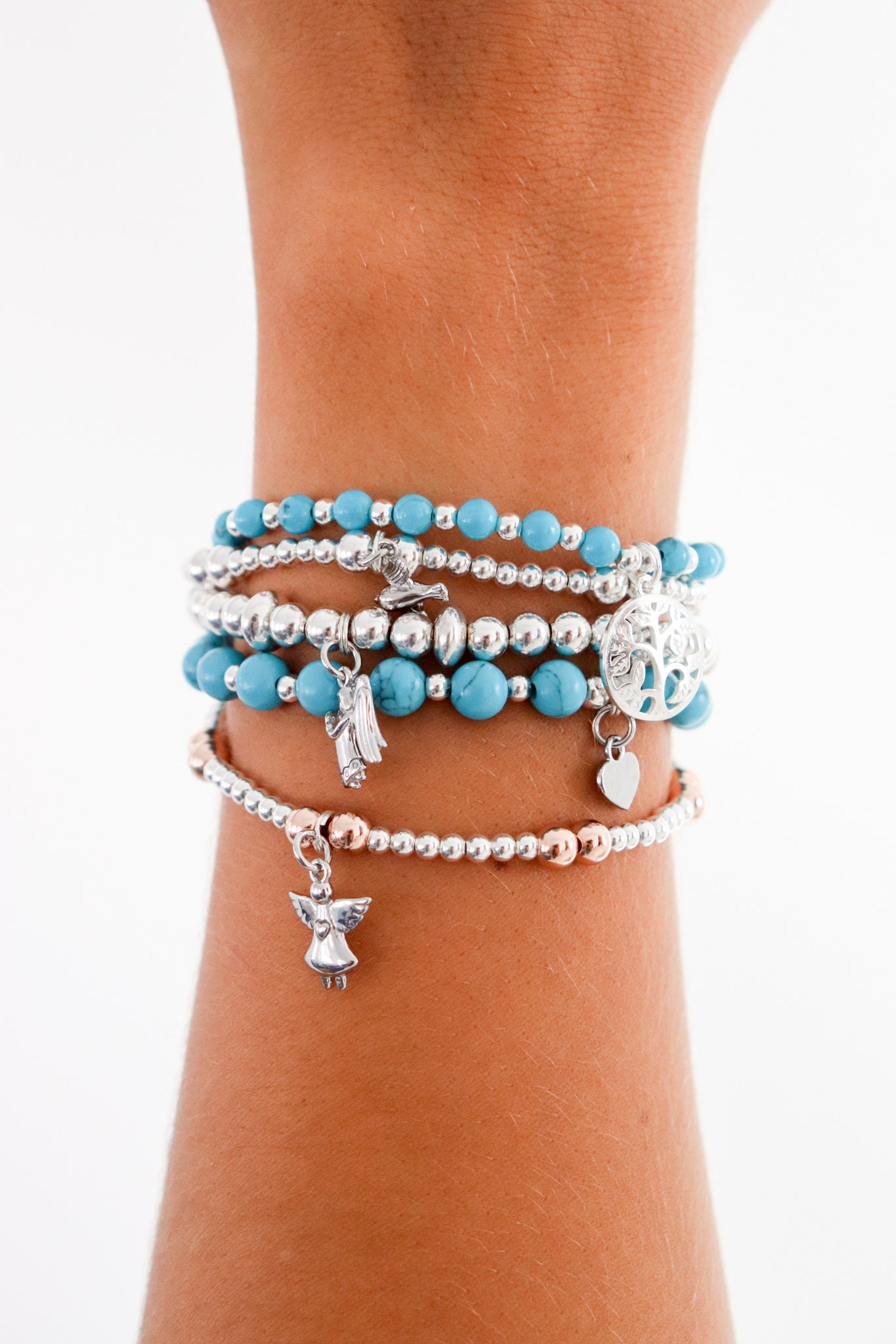 Turquoise Peace Stacking Bracelets - Set of 3