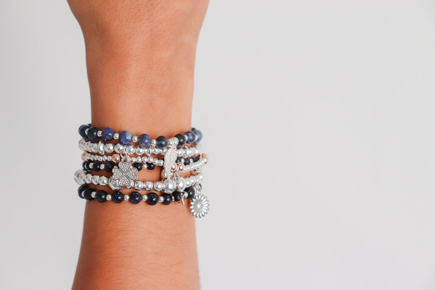 Lucky Clover Disc Stacking Bracelet