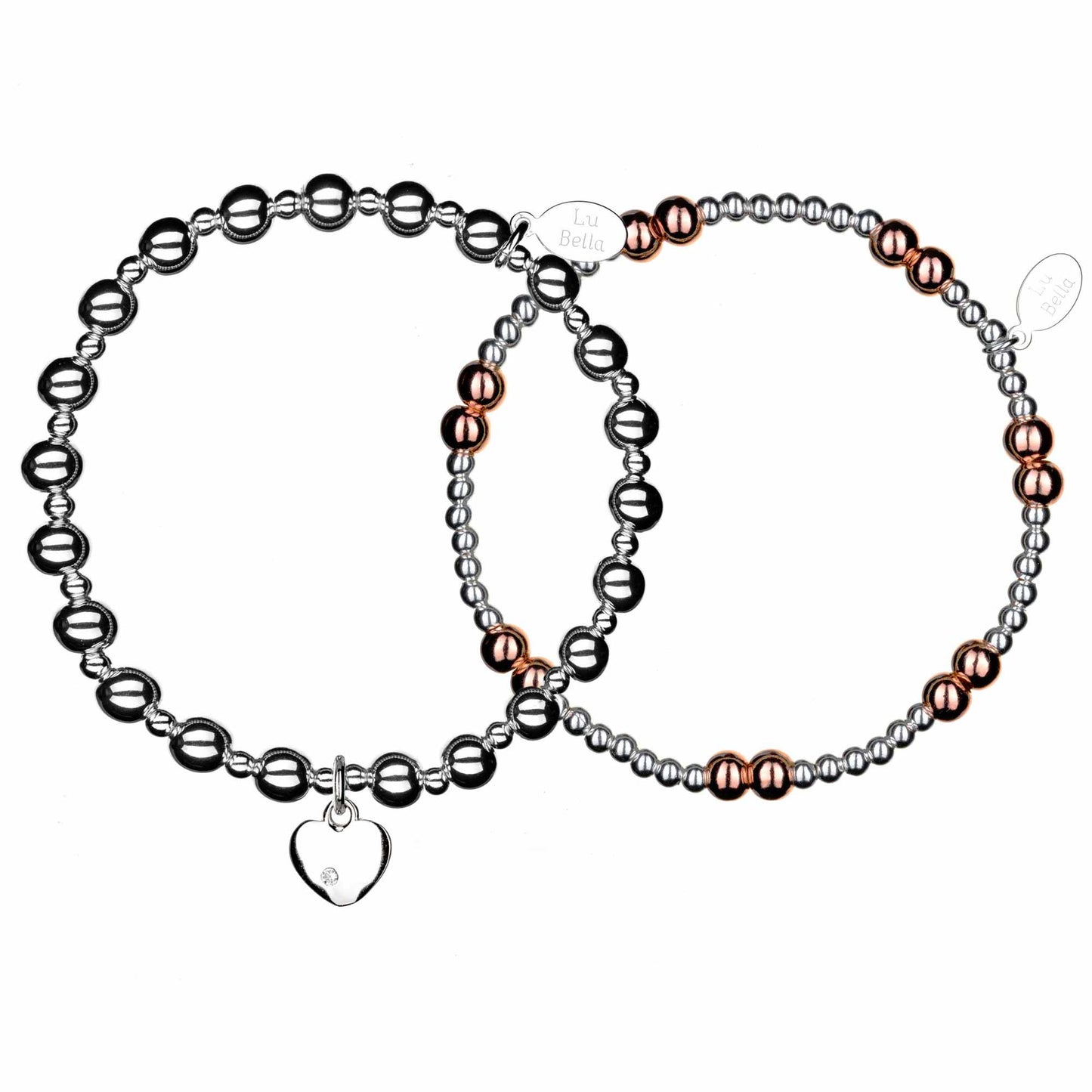 Rose Hearts Stacking Bracelets - Set of 2