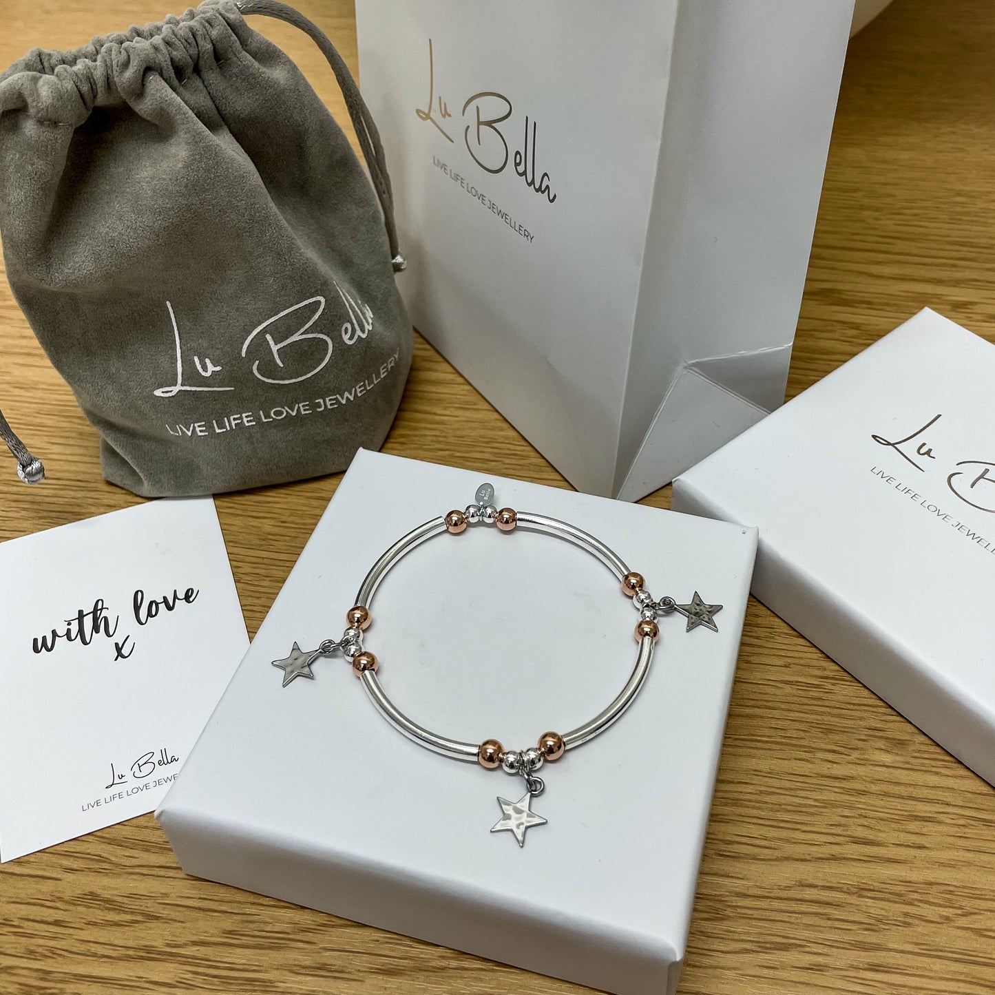 All Stars Rose & Silver Stacking Bracelet