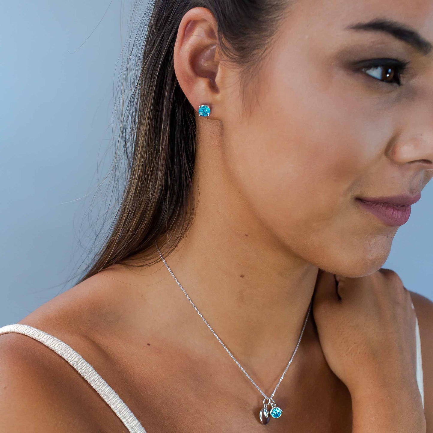 Lu Bella March Birthstone Earrings - Aquamarine - LBBE003
