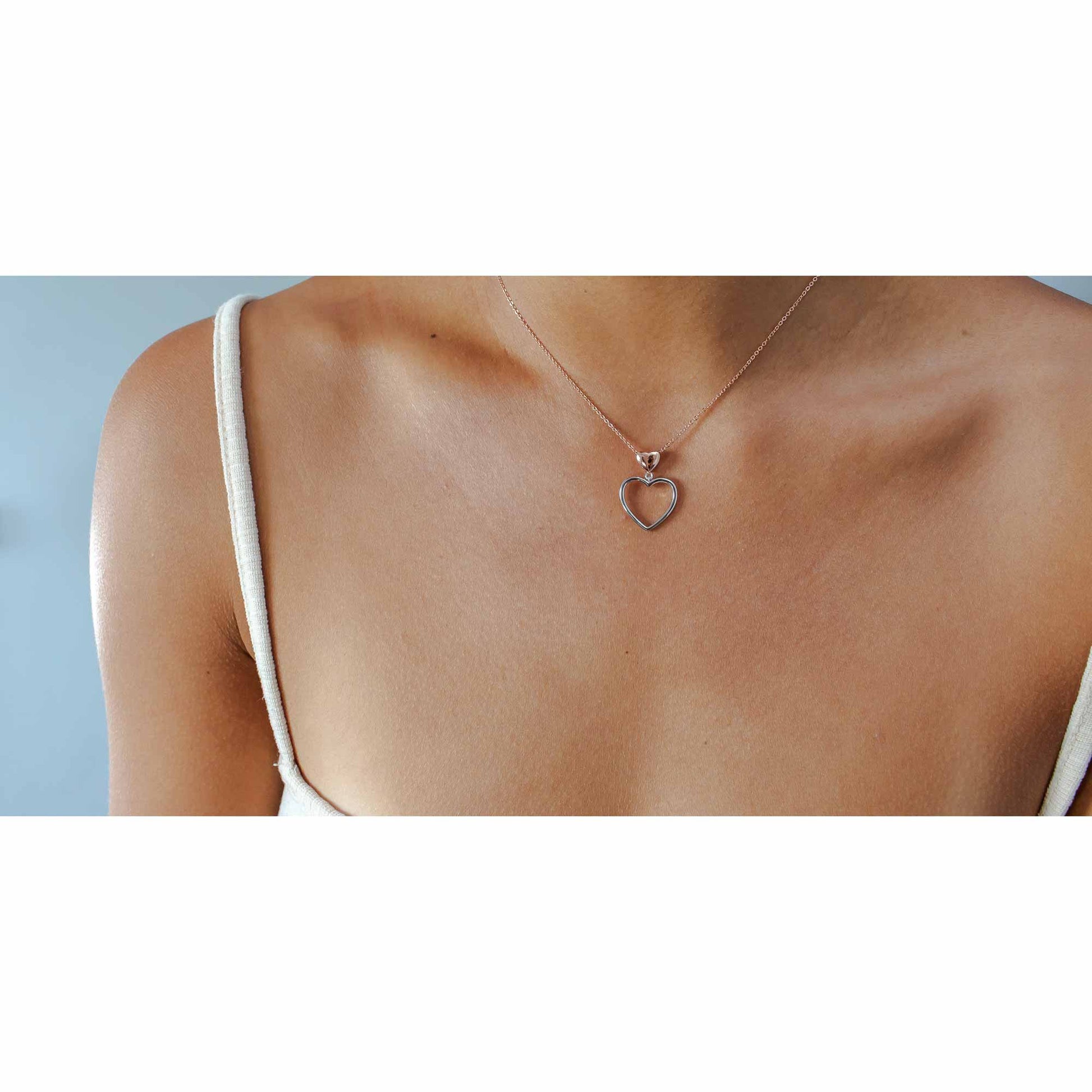 Open Heart & Rose Heart Above Pendant