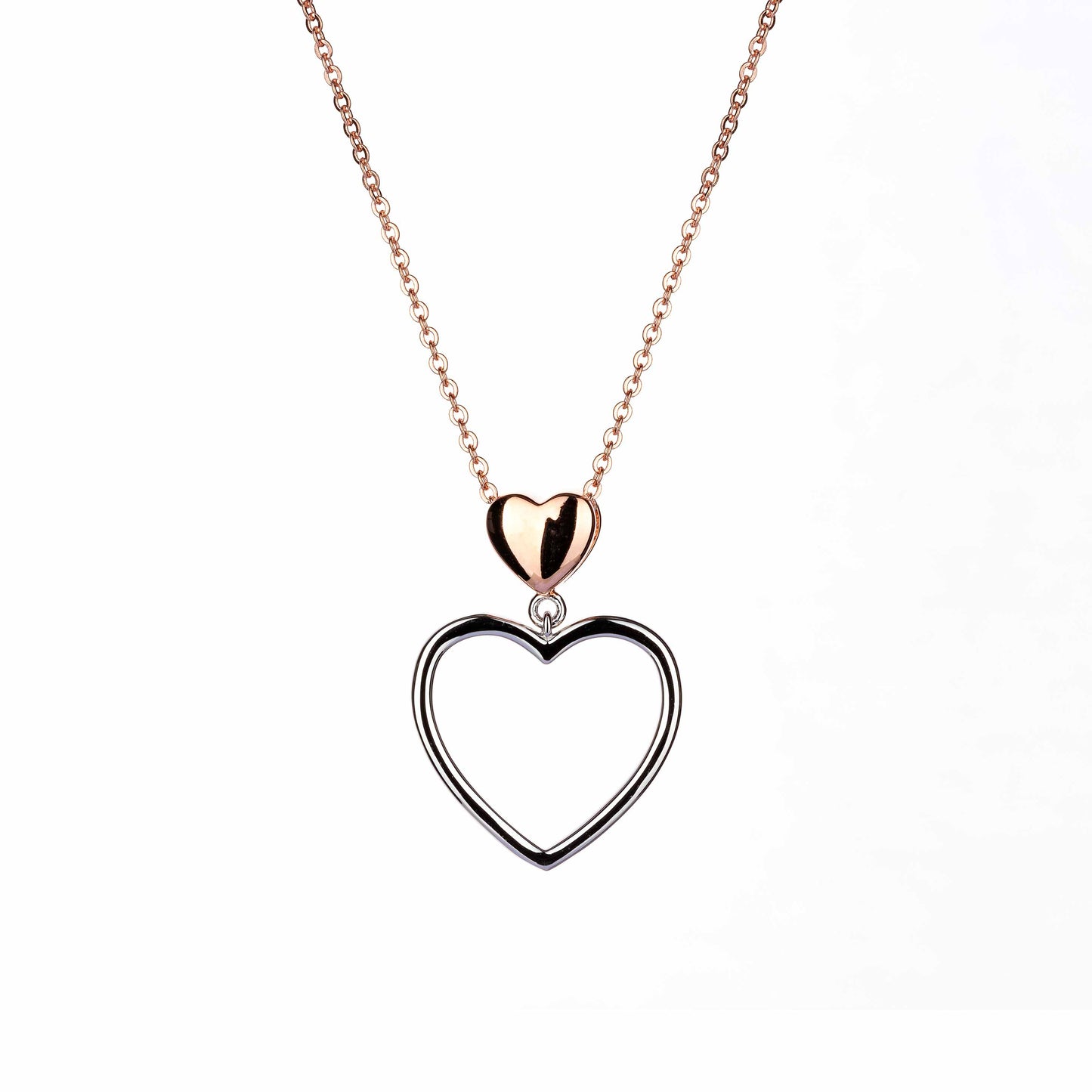 Lu Bella Open Heart & Rose Heart Above Pendant - LBCP055