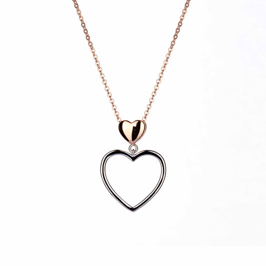 Lu Bella Open Heart & Rose Heart Above Pendant - LBCP055