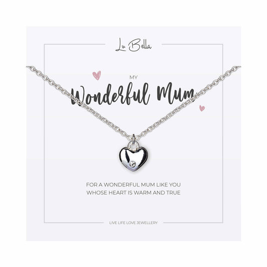 My Wonderful Mum Heart Charm Sentiments Friendship Necklace