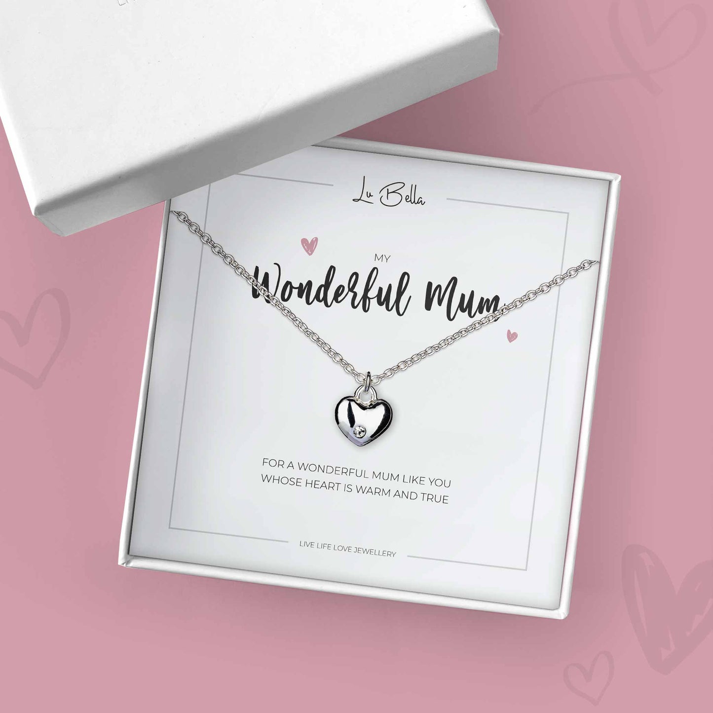 My Wonderful Mum Heart Charm Sentiments Friendship Necklace