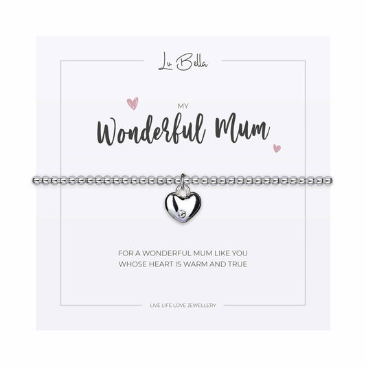 My Wonderful Mum Heart Charm Sentiments Bracelet