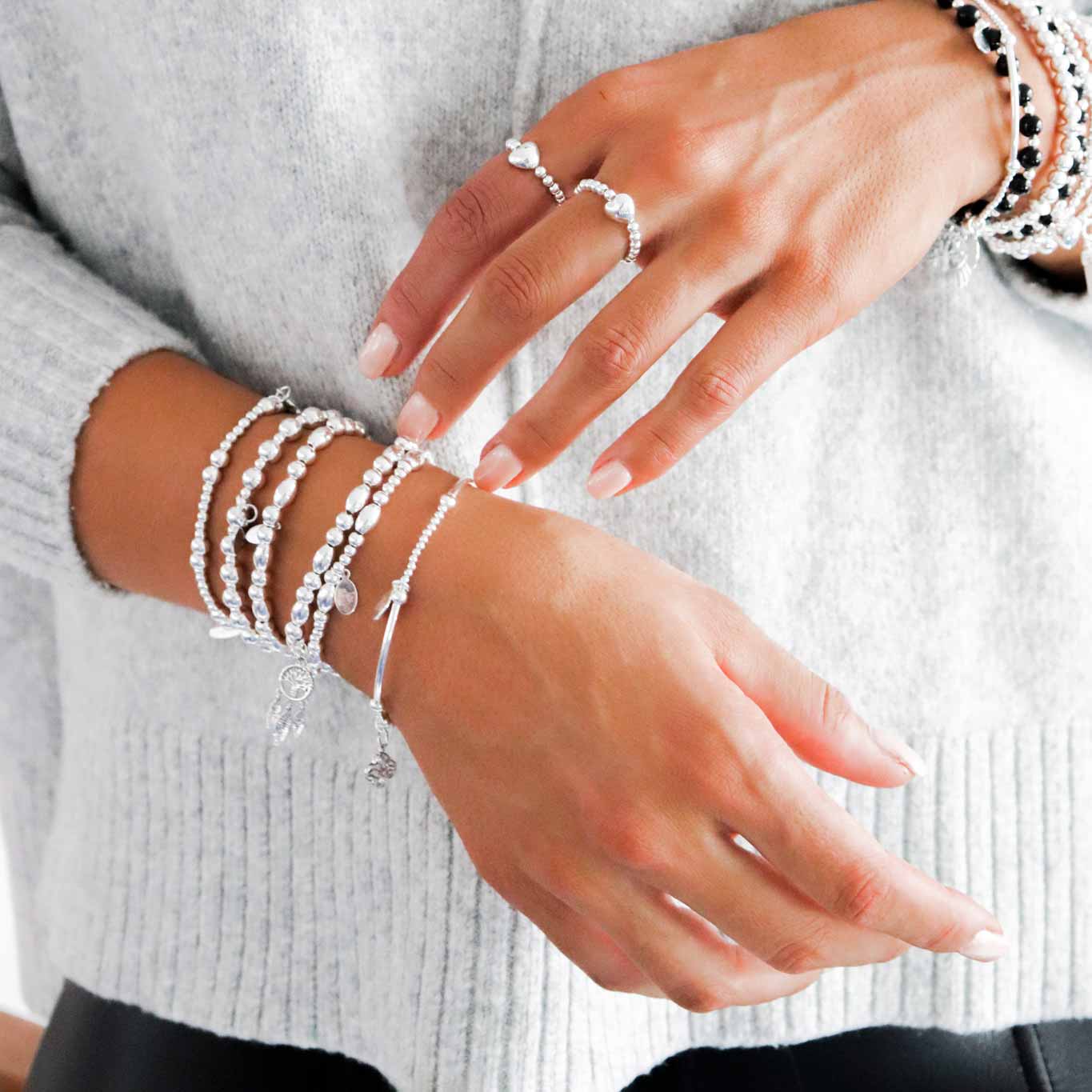Rose Hearts Stacking Bracelets - Set of 2