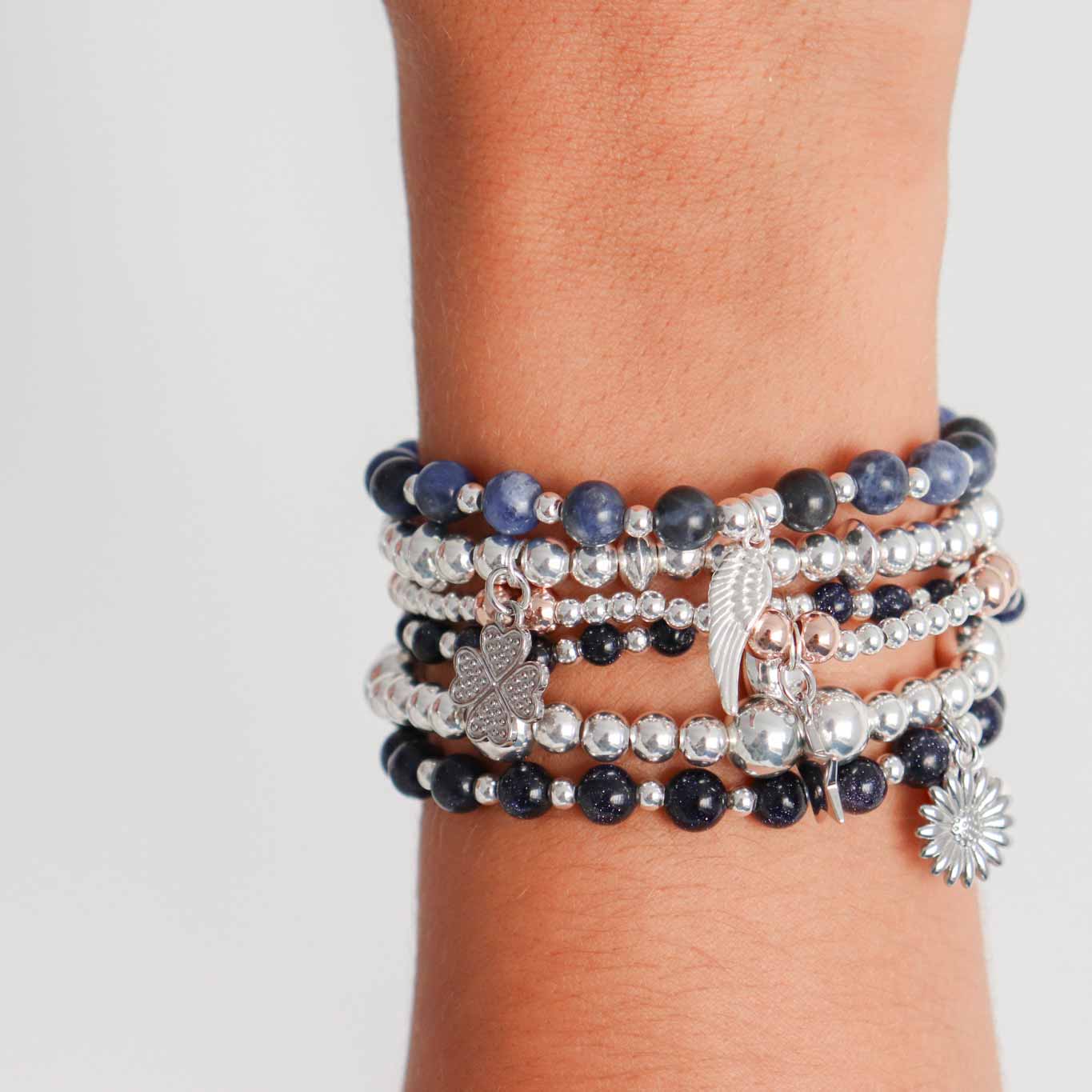 Rose Hearts Stacking Bracelets - Set of 2