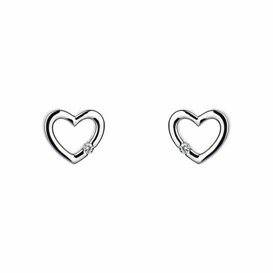 Heart and CZ Stud Earrings