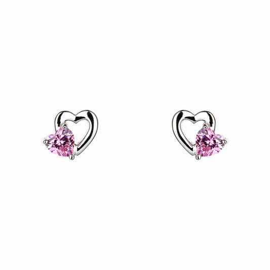 Heart Pink CZ Earrings