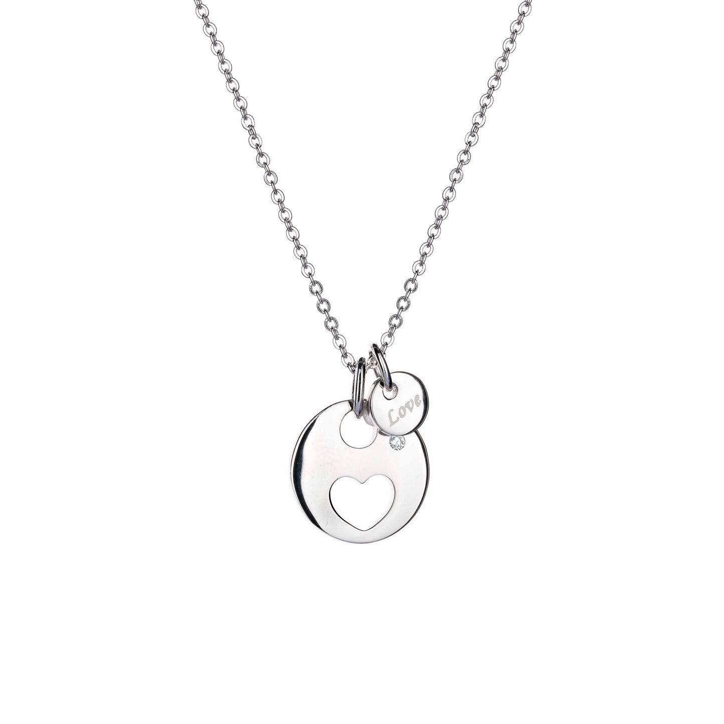 Lu Bella Disc Cut Heart & CZ ("Love") Pendant - LBCP030