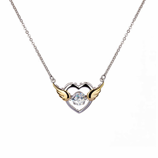 Lu Bella Heart With Wings & Floating CZ Necklace - LBCP042